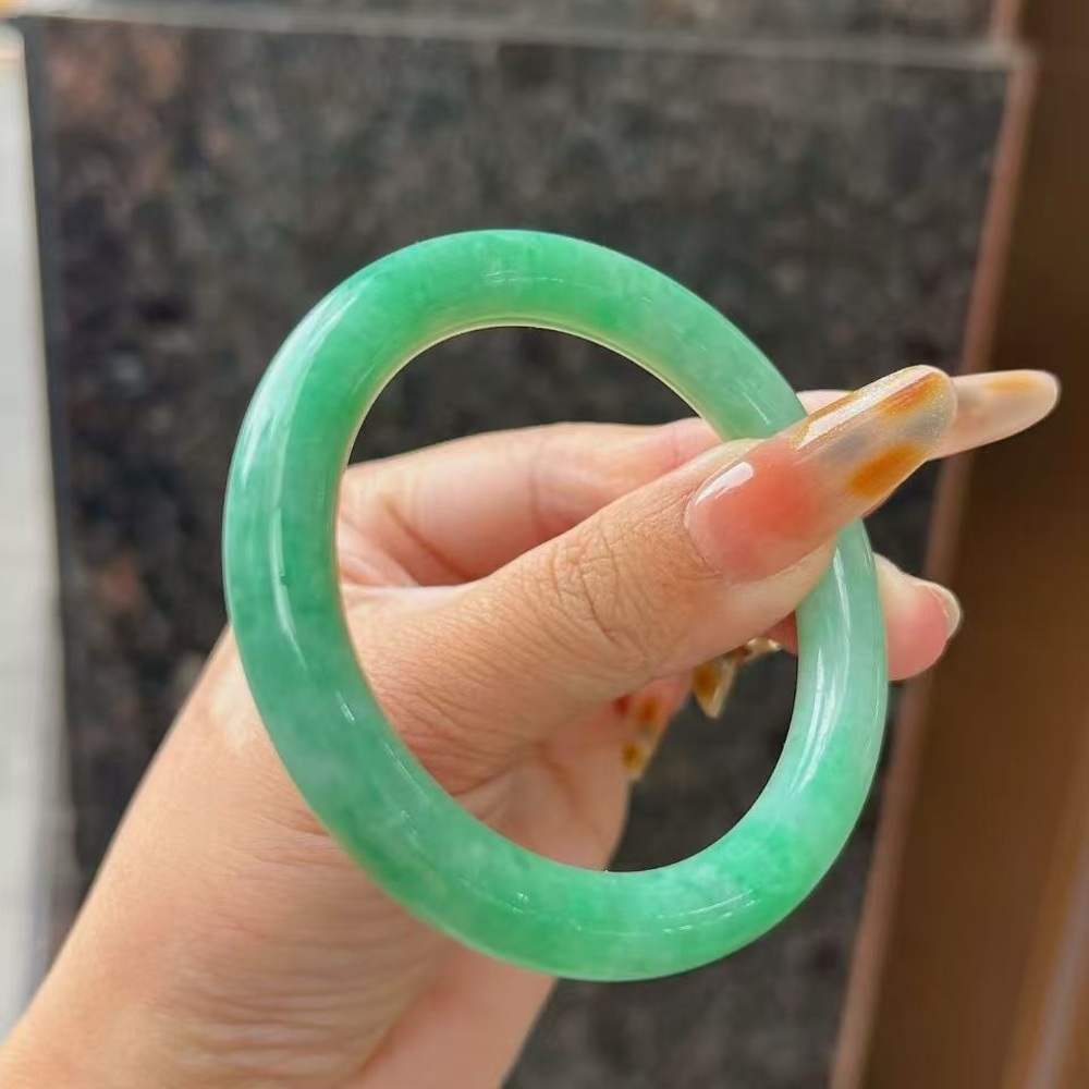 Authentic Certified Full Green Type A Myanmar Jadeite Bangle 52mm